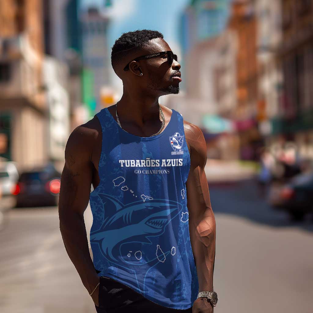 Custom Cape Verde Football Men Tank Top Go Champions Tubaroes Azuis LT15