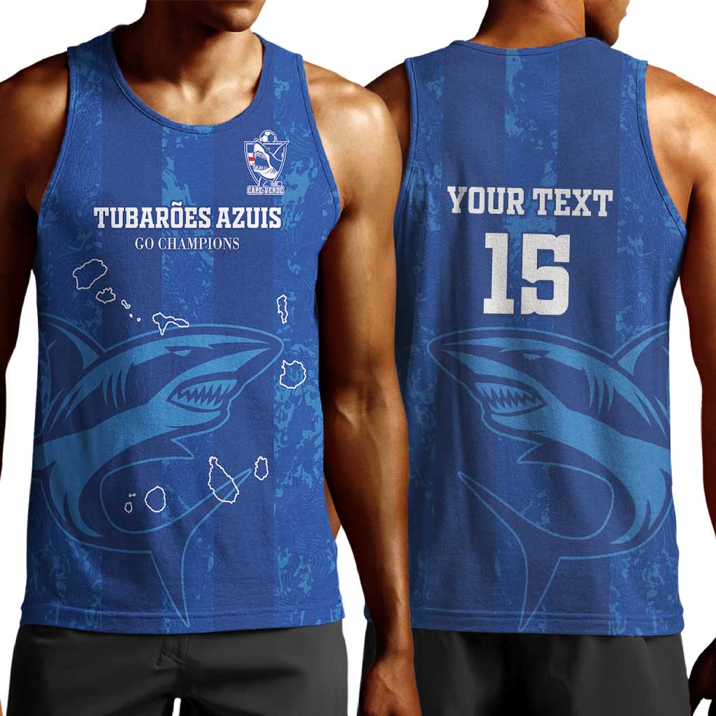 Custom Cape Verde Football Men Tank Top Go Champions Tubaroes Azuis LT15