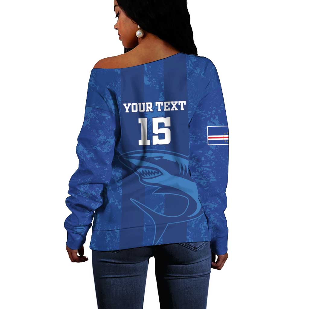 Custom Cape Verde Football Off Shoulder Sweater Go Champions Tubaroes Azuis LT15