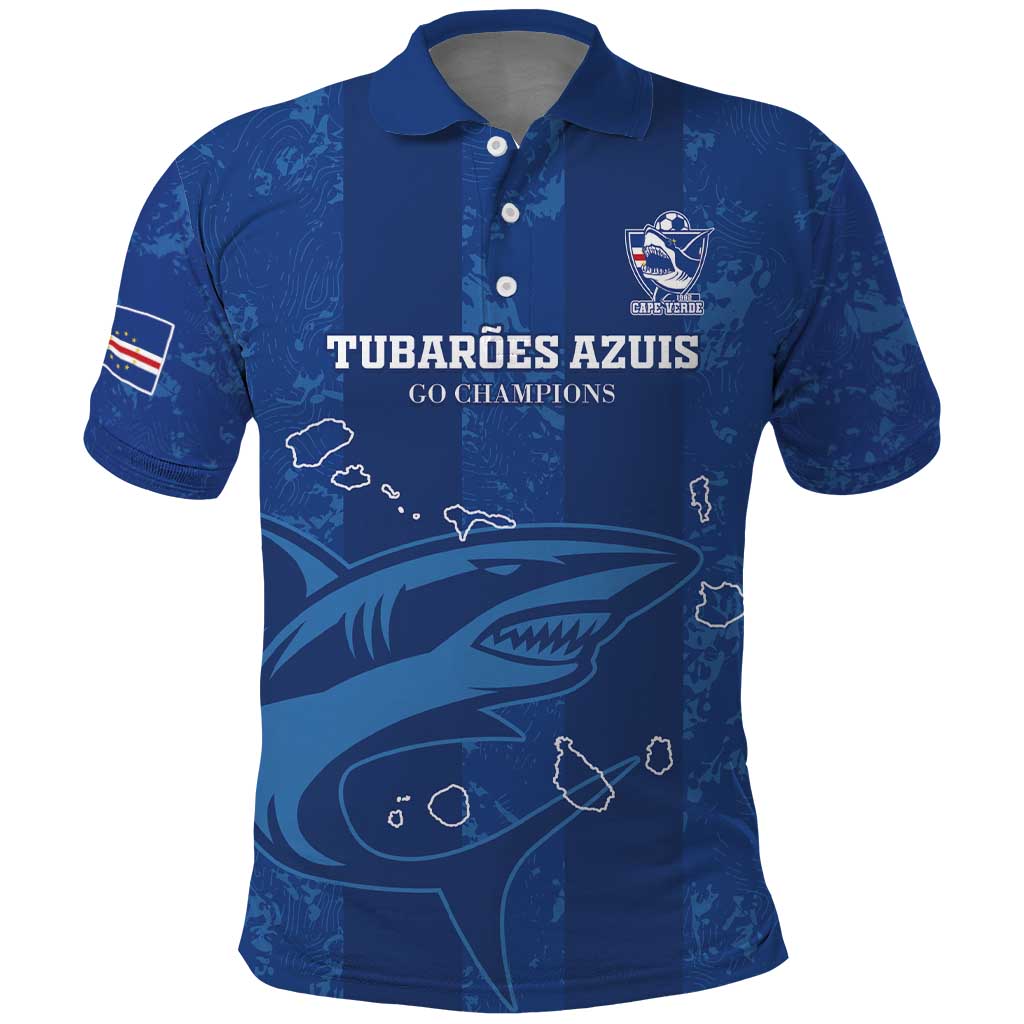 Custom Cape Verde Football Polo Shirt Go Champions Tubaroes Azuis LT15