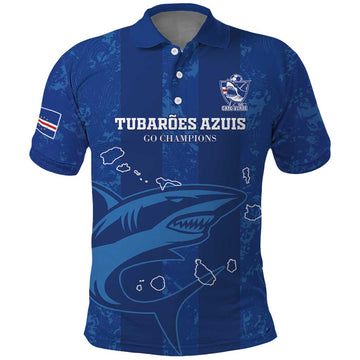 Custom Cape Verde Football Polo Shirt Go Champions Tubaroes Azuis LT15