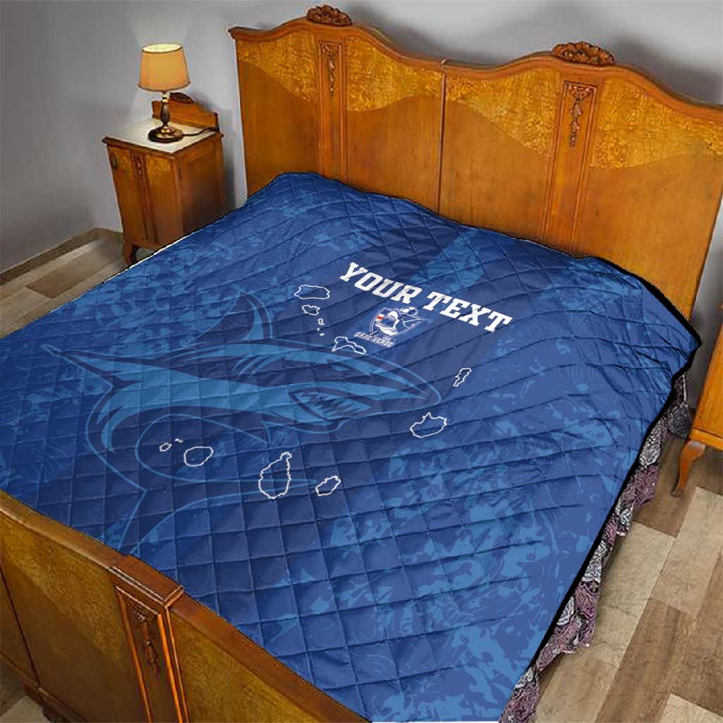Custom Cape Verde Football Quilt Go Champions Tubaroes Azuis LT15