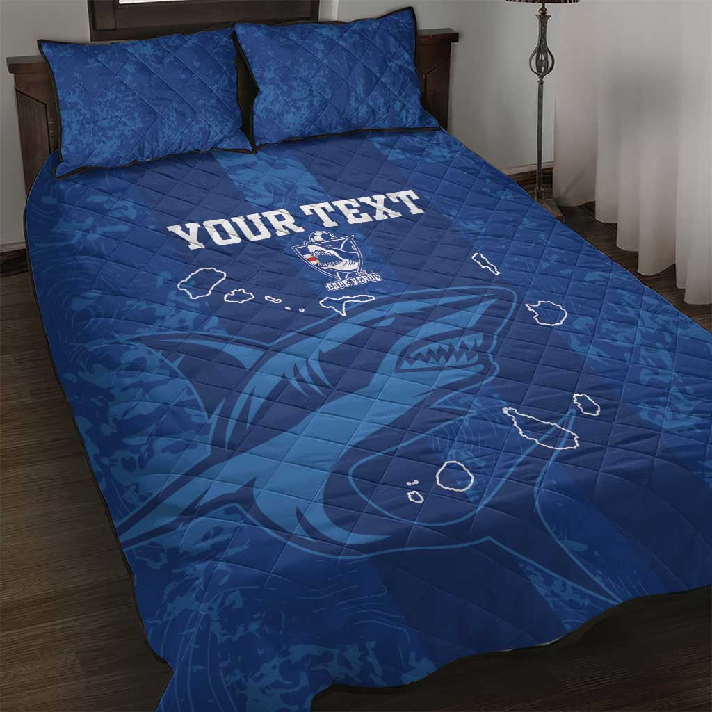 Custom Cape Verde Football Quilt Bed Set Go Champions Tubaroes Azuis LT15