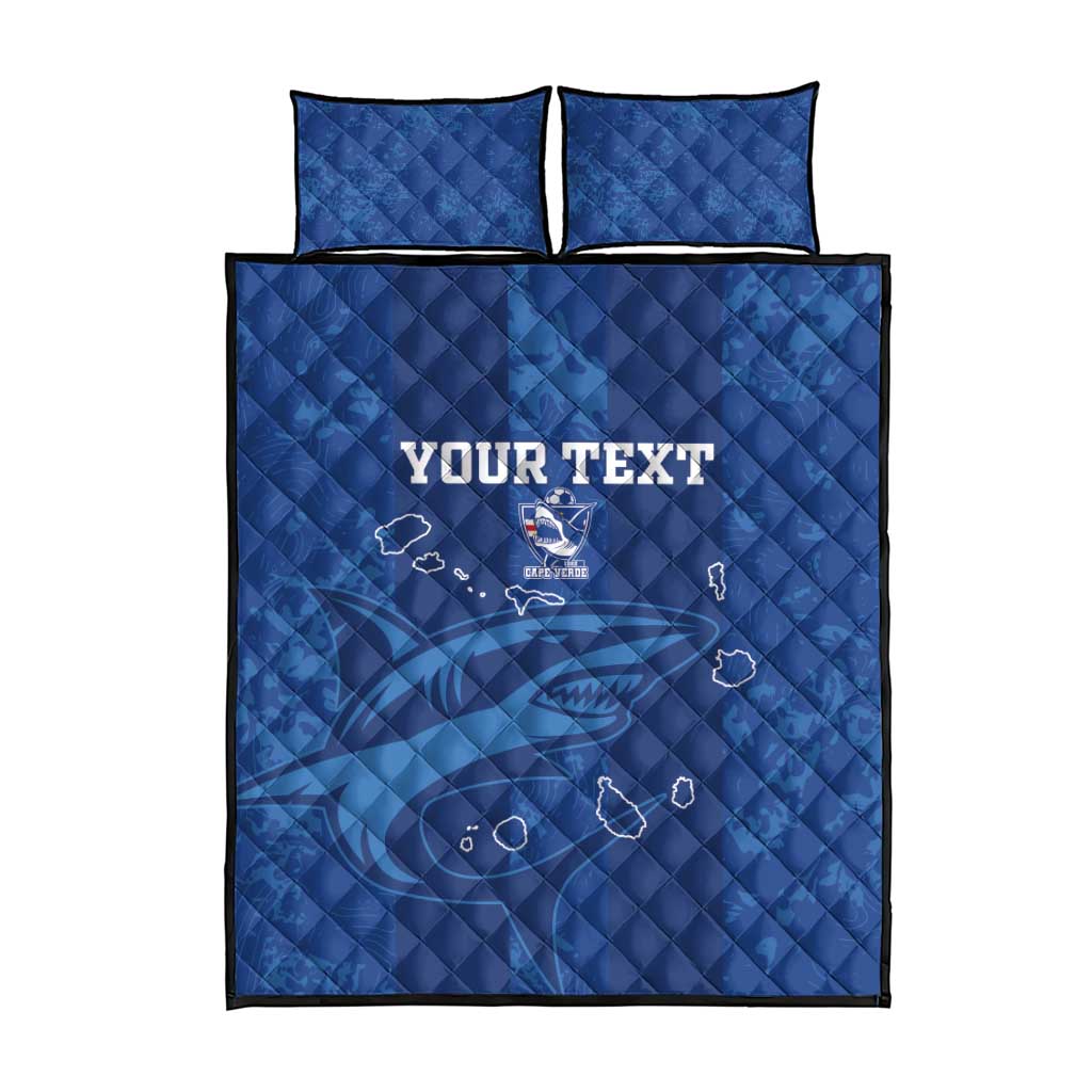 Custom Cape Verde Football Quilt Bed Set Go Champions Tubaroes Azuis LT15