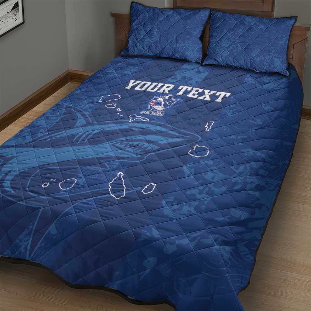 Custom Cape Verde Football Quilt Bed Set Go Champions Tubaroes Azuis LT15