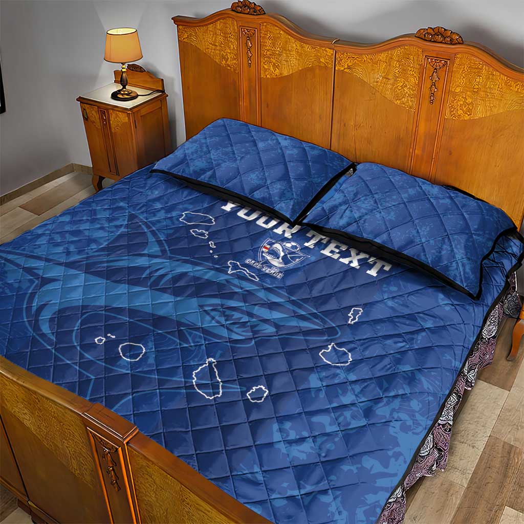 Custom Cape Verde Football Quilt Bed Set Go Champions Tubaroes Azuis LT15