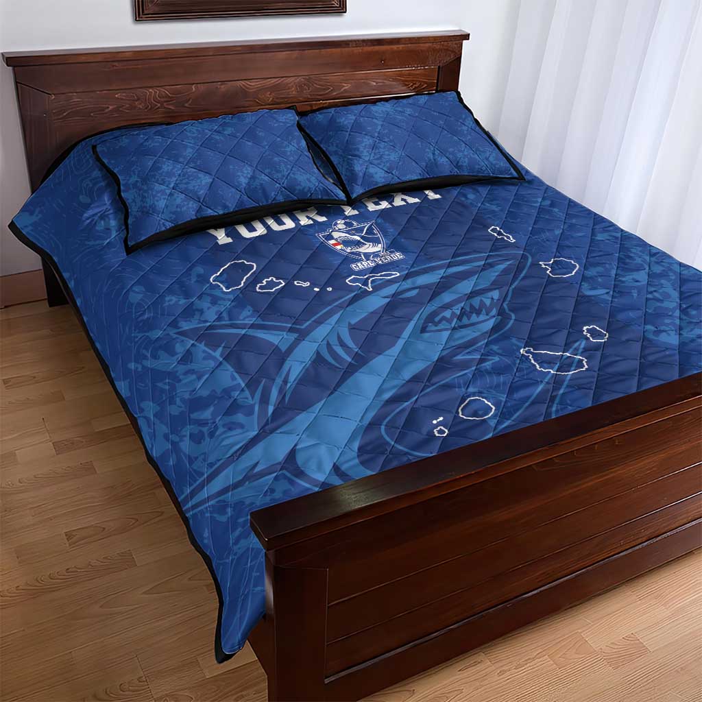 Custom Cape Verde Football Quilt Bed Set Go Champions Tubaroes Azuis LT15