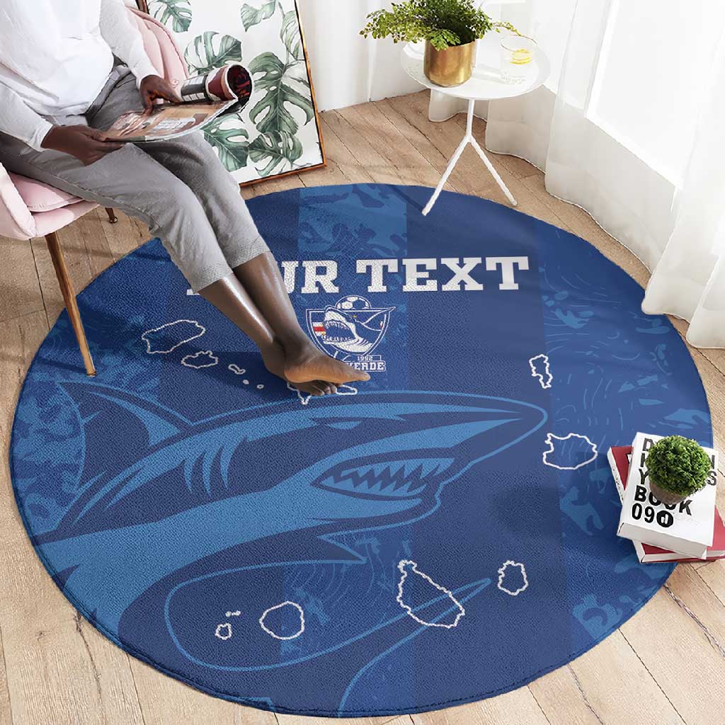 Custom Cape Verde Football Round Carpet Go Champions Tubaroes Azuis LT15