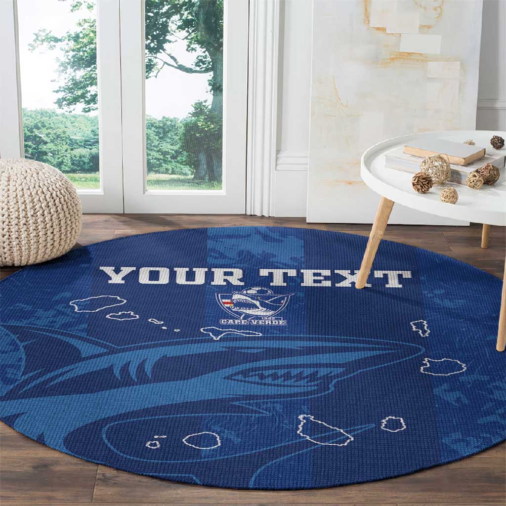 Custom Cape Verde Football Round Carpet Go Champions Tubaroes Azuis LT15