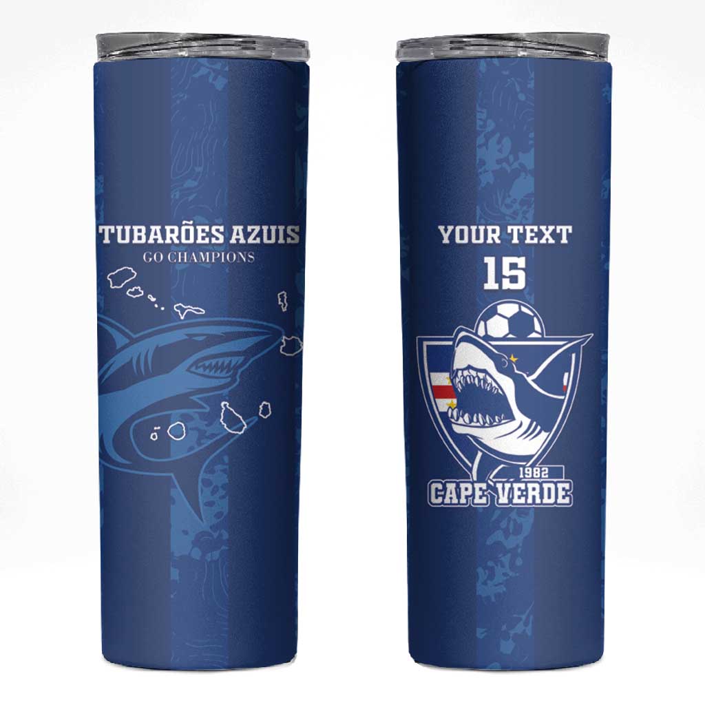 Custom Cape Verde Football Skinny Tumbler Go Champions Tubaroes Azuis LT15