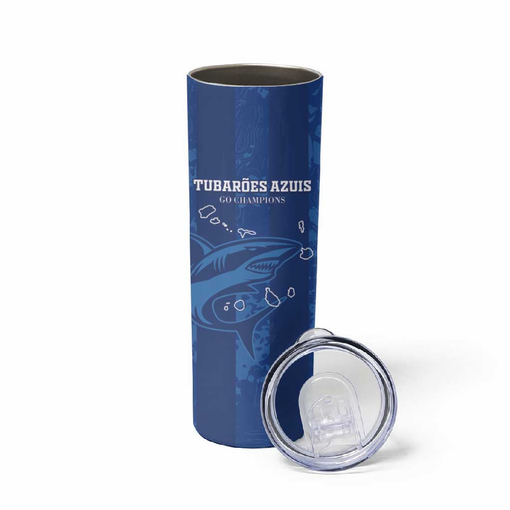 Custom Cape Verde Football Skinny Tumbler Go Champions Tubaroes Azuis LT15