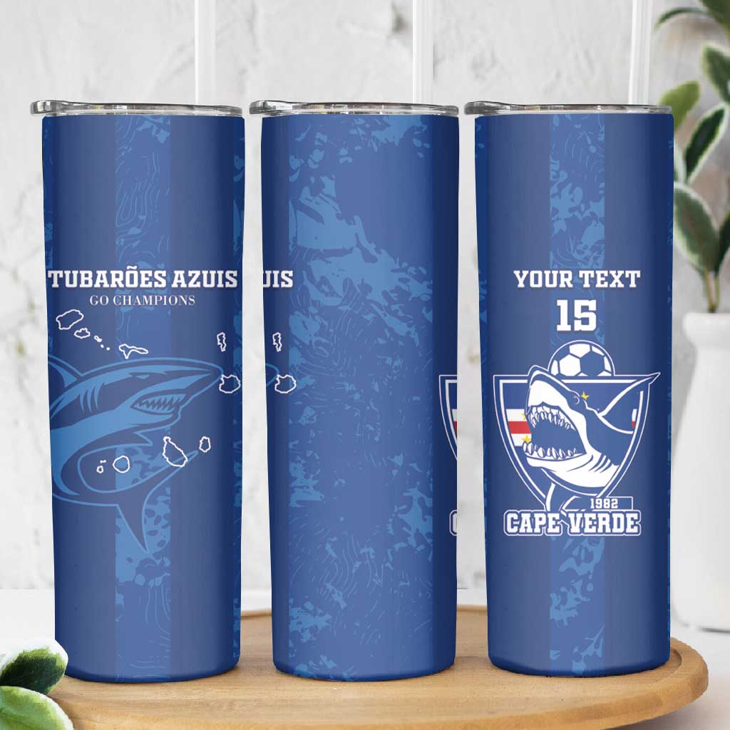 Custom Cape Verde Football Skinny Tumbler Go Champions Tubaroes Azuis LT15