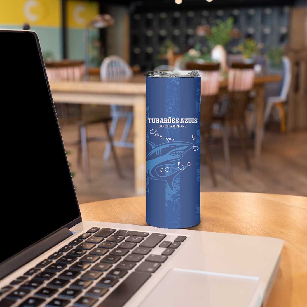 Custom Cape Verde Football Skinny Tumbler Go Champions Tubaroes Azuis LT15