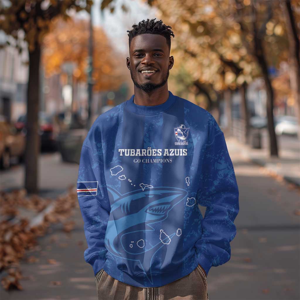 Custom Cape Verde Football Sweatshirt Go Champions Tubaroes Azuis LT15