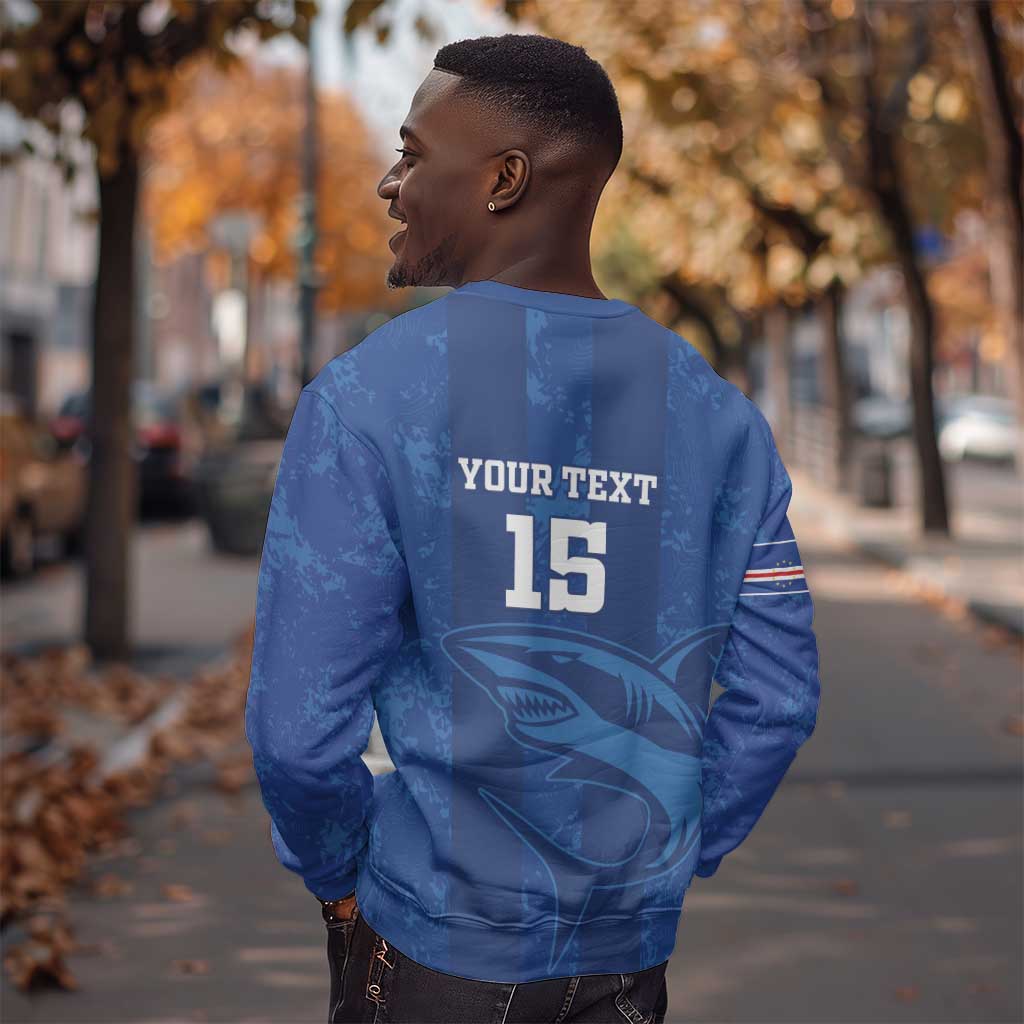 Custom Cape Verde Football Sweatshirt Go Champions Tubaroes Azuis LT15