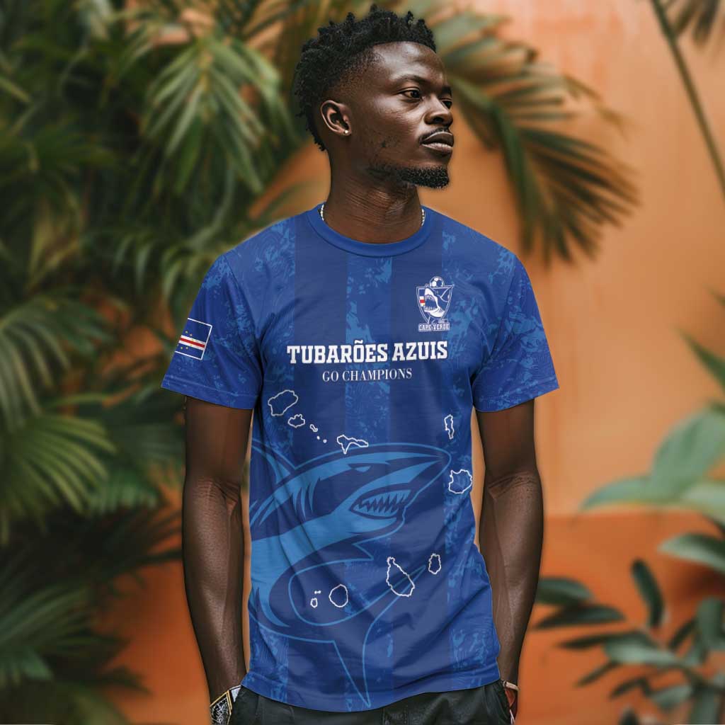 Custom Cape Verde Football T shirt Go Champions Tubaroes Azuis LT15
