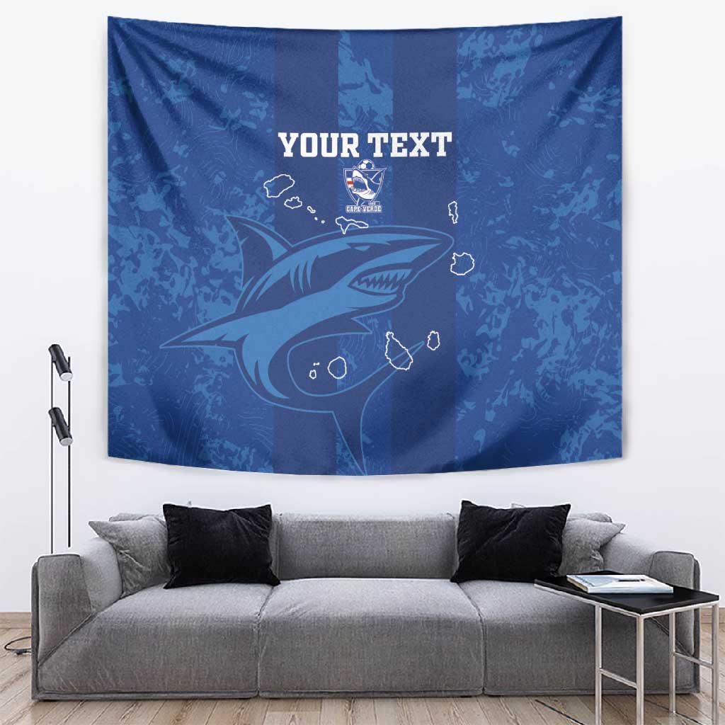 Custom Cape Verde Football Tapestry Go Champions Tubaroes Azuis LT15