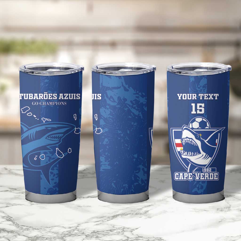 Custom Cape Verde Football Tumbler Cup Go Champions Tubaroes Azuis LT15