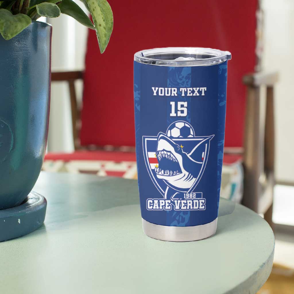 Custom Cape Verde Football Tumbler Cup Go Champions Tubaroes Azuis LT15