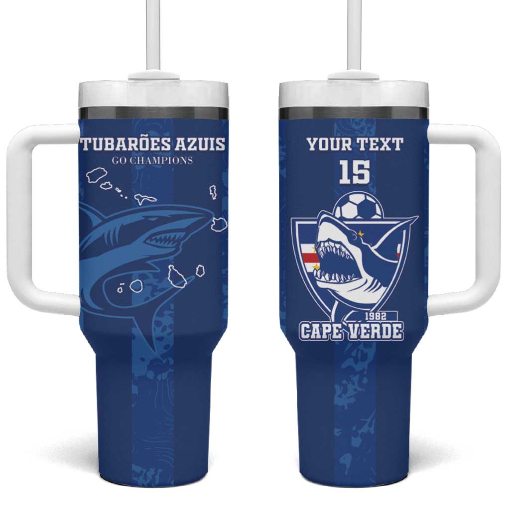Custom Cape Verde Football Tumbler With Handle Go Champions Tubaroes Azuis LT15