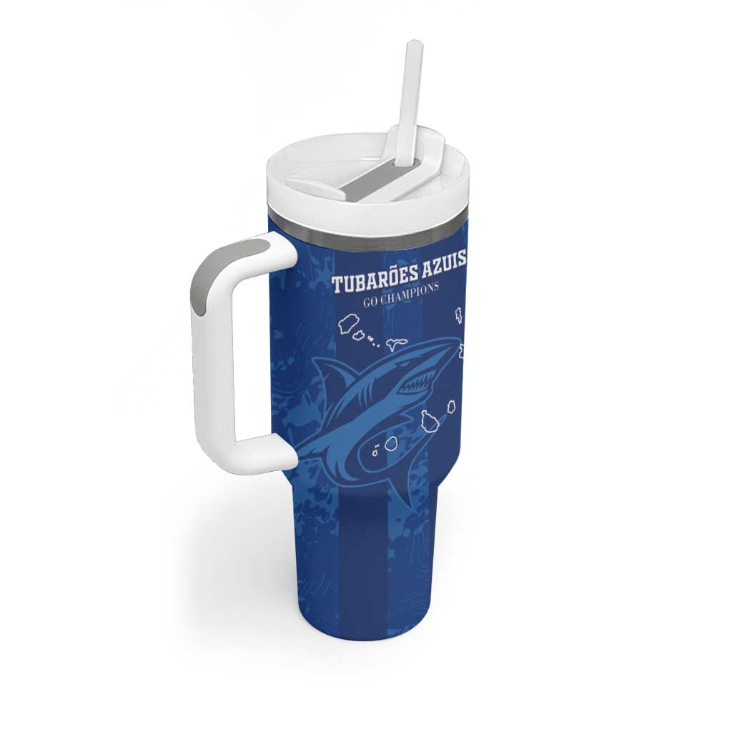 Custom Cape Verde Football Tumbler With Handle Go Champions Tubaroes Azuis LT15