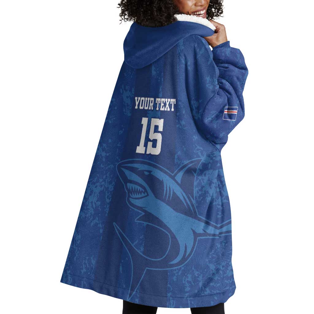 Custom Cape Verde Football Wearable Blanket Hoodie Go Champions Tubaroes Azuis LT15
