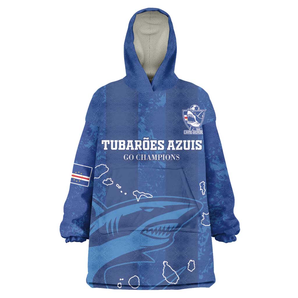 Custom Cape Verde Football Wearable Blanket Hoodie Go Champions Tubaroes Azuis LT15