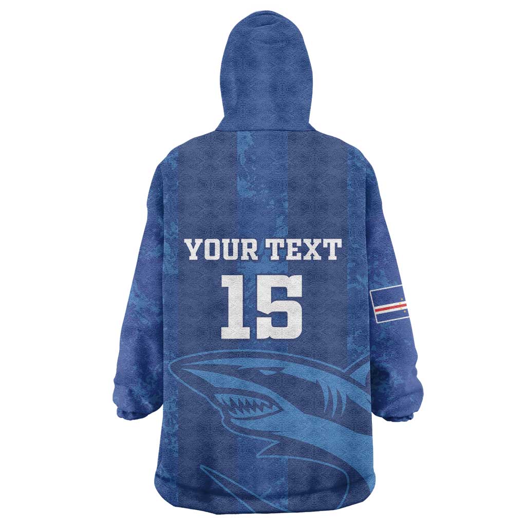 Custom Cape Verde Football Wearable Blanket Hoodie Go Champions Tubaroes Azuis LT15