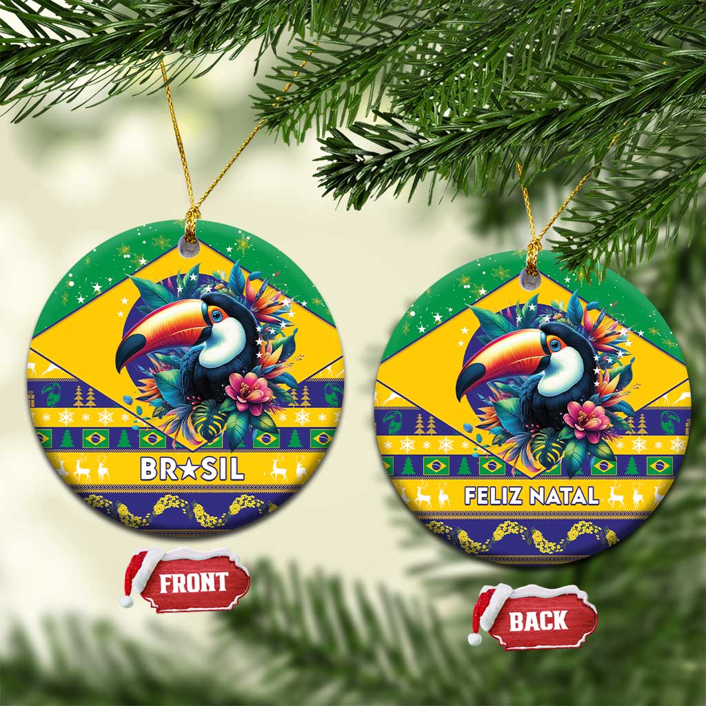 Brazil Christmas Ceramic Ornament Toco Toucan Flag Style LT15