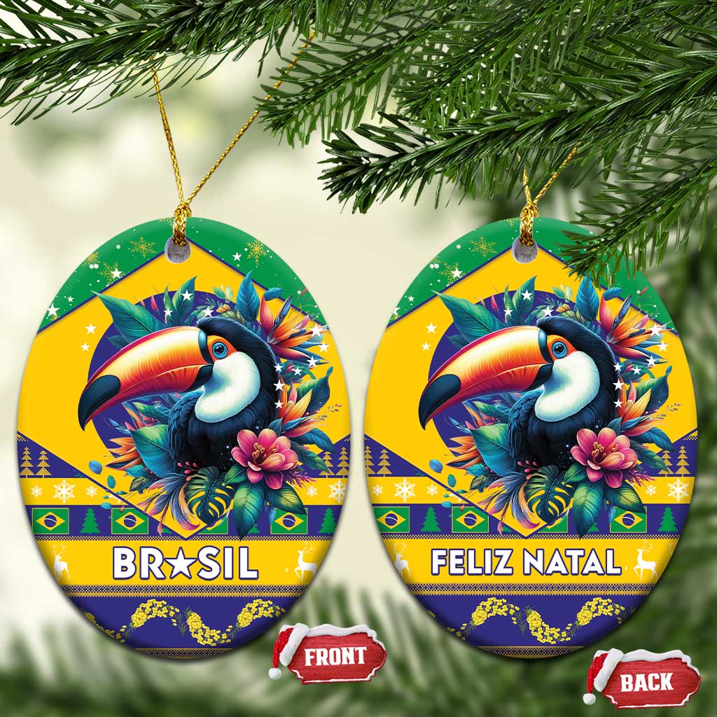 Brazil Christmas Ceramic Ornament Toco Toucan Flag Style LT15