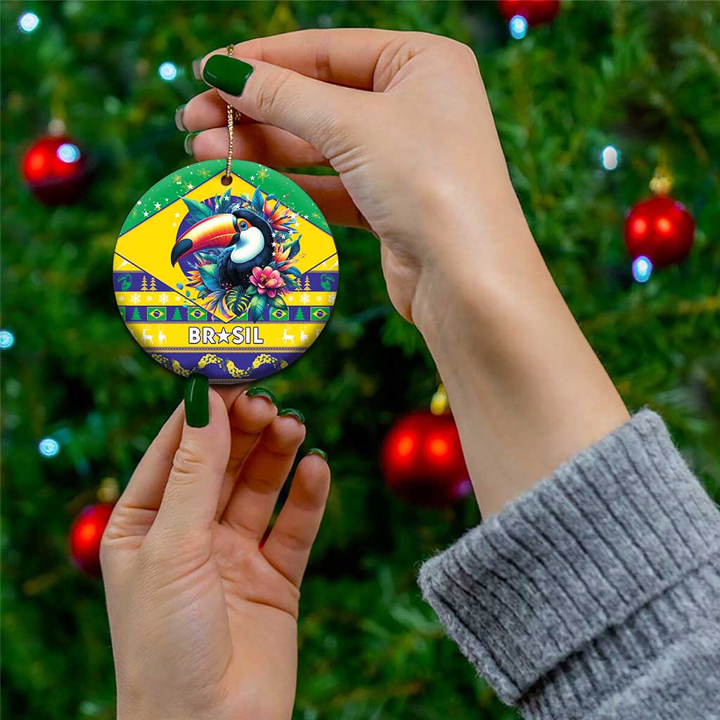 Brazil Christmas Ceramic Ornament Toco Toucan Flag Style LT15