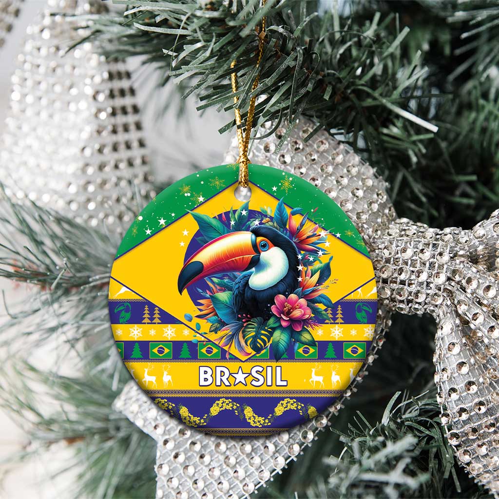 Brazil Christmas Ceramic Ornament Toco Toucan Flag Style LT15