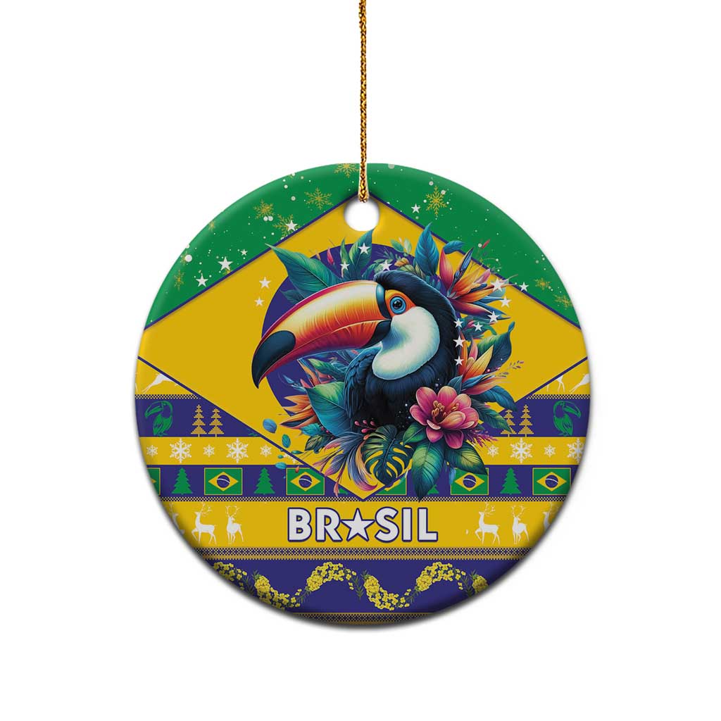 Brazil Christmas Ceramic Ornament Toco Toucan Flag Style LT15