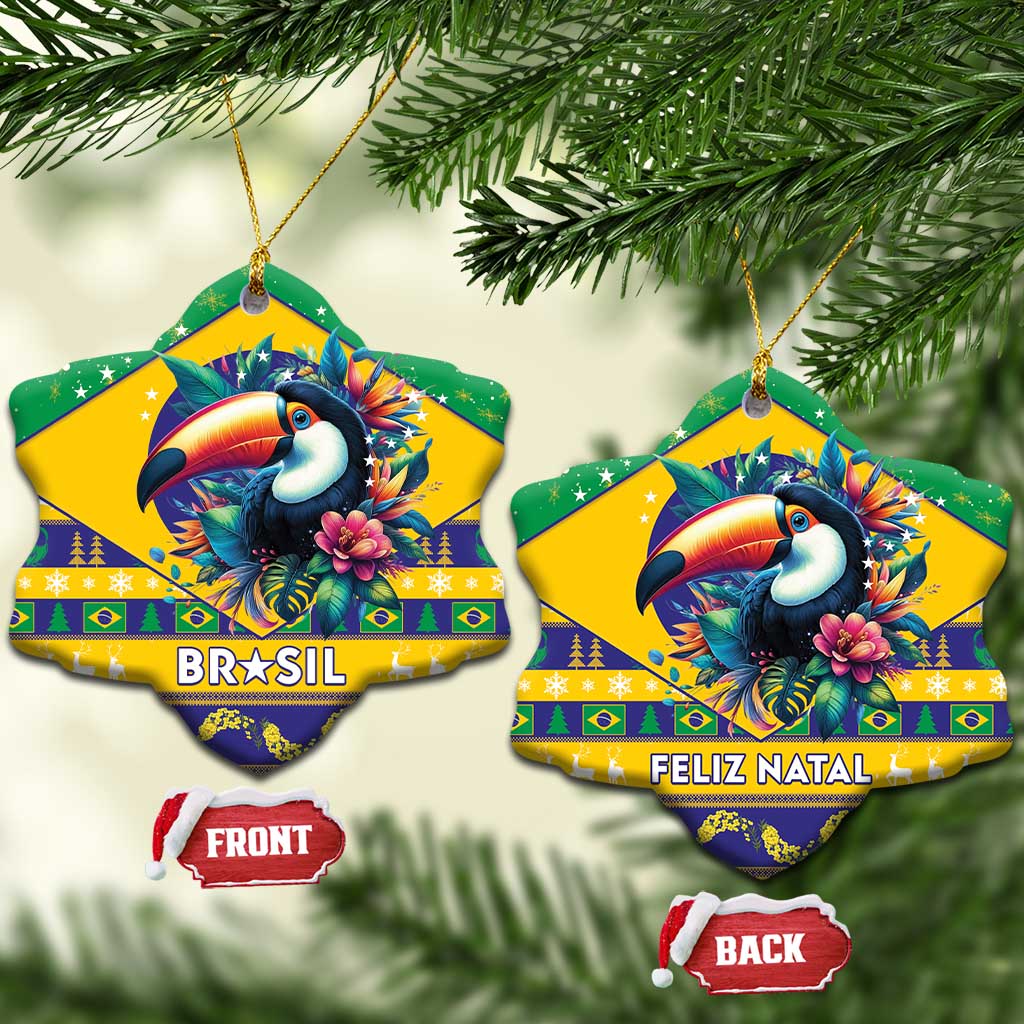 Brazil Christmas Ceramic Ornament Toco Toucan Flag Style LT15