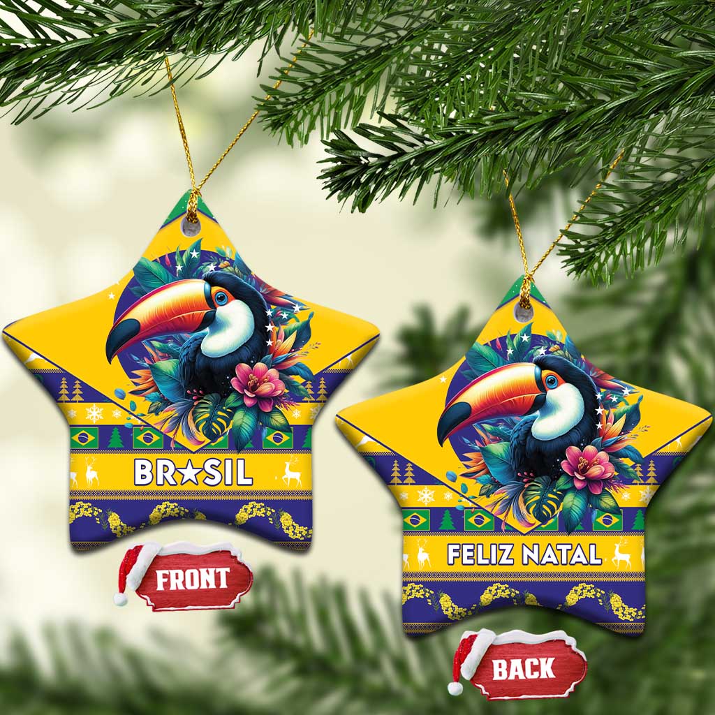 Brazil Christmas Ceramic Ornament Toco Toucan Flag Style LT15