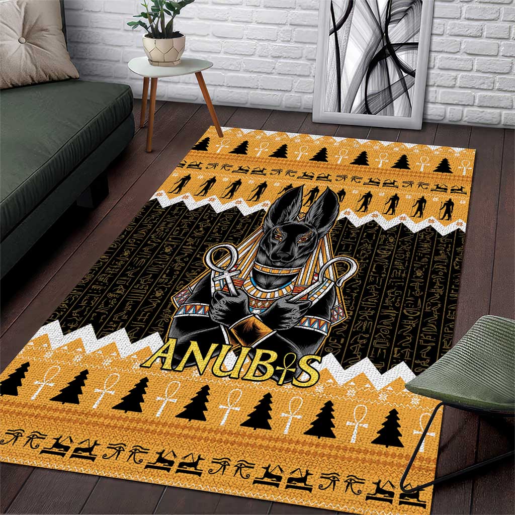 Afro Ancient Egyptian Area Rug Anubis - Merry Christmas LT15
