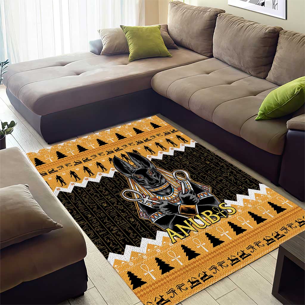 Afro Ancient Egyptian Area Rug Anubis - Merry Christmas LT15