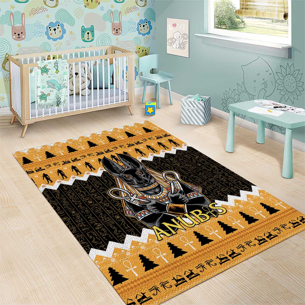 Afro Ancient Egyptian Area Rug Anubis - Merry Christmas LT15
