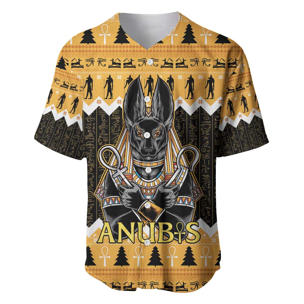 Afro Ancient Egyptian Baseball Jersey Anubis - Merry Christmas LT15