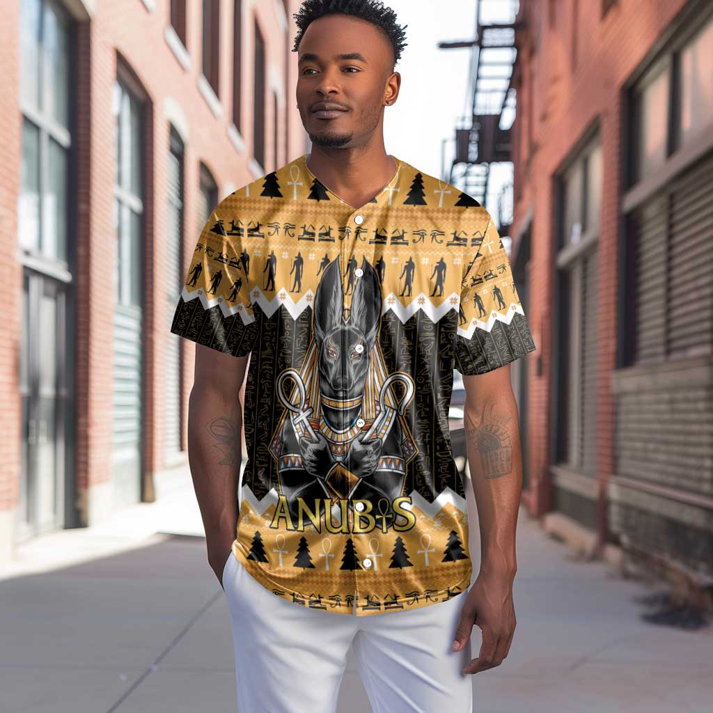 Afro Ancient Egyptian Baseball Jersey Anubis - Merry Christmas LT15
