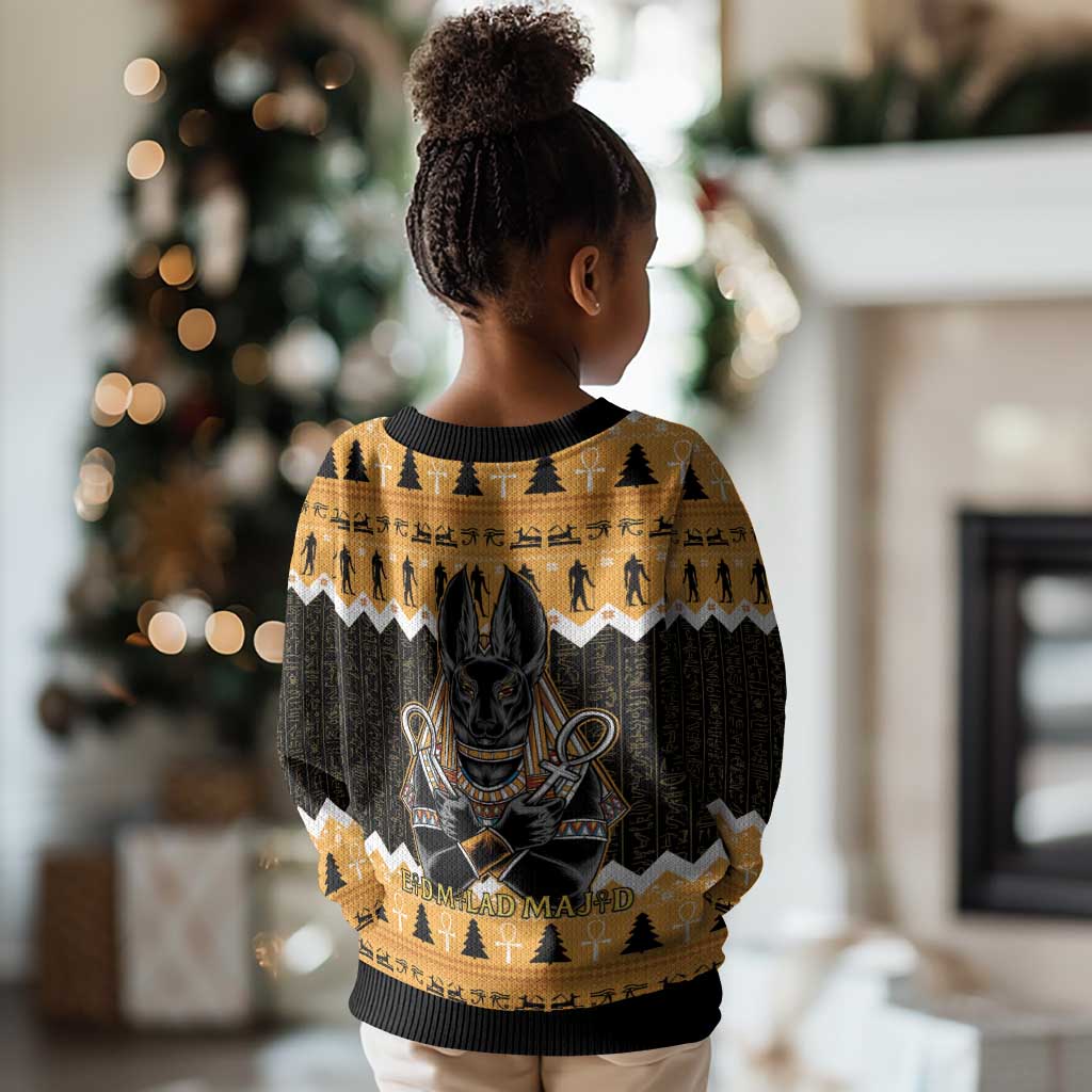 Afro Ancient Egyptian Kid Ugly Christmas Sweater Anubis Merry Christmas LT15
