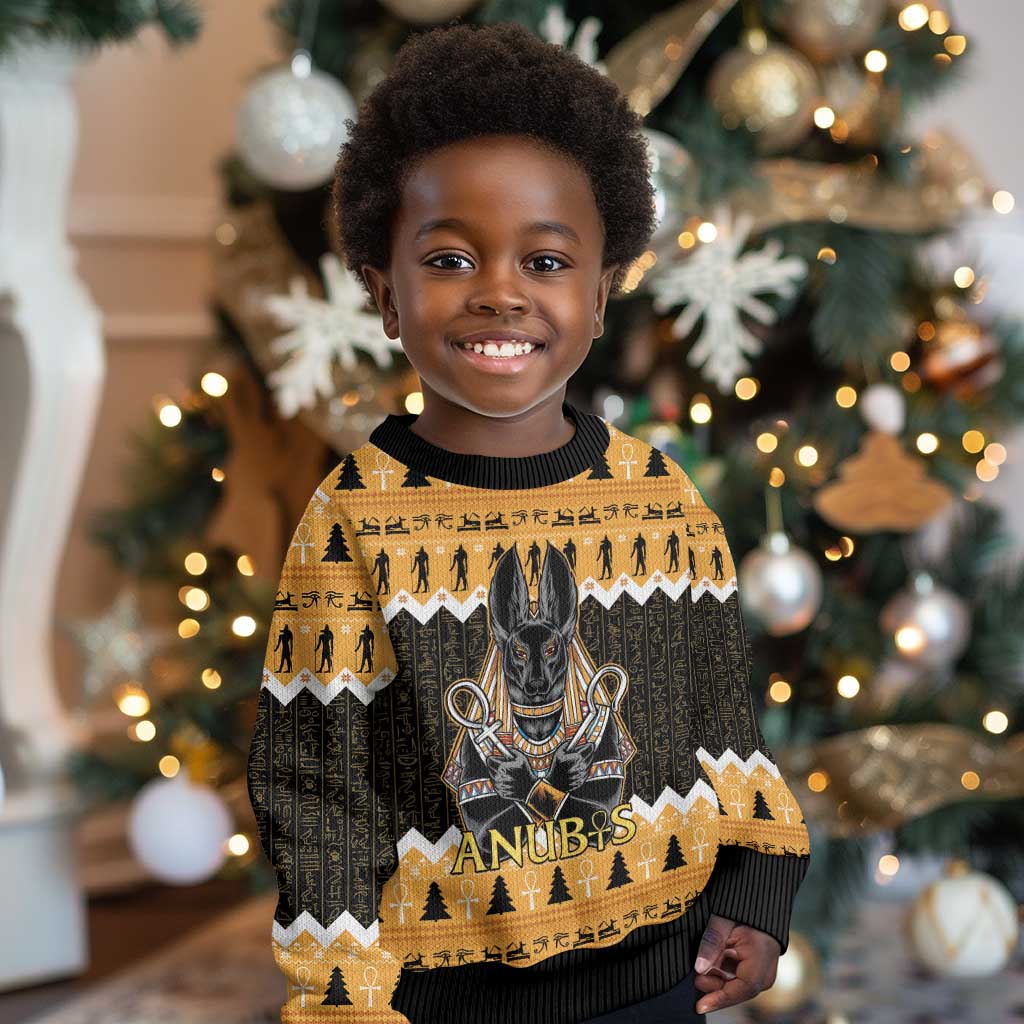 Afro Ancient Egyptian Kid Ugly Christmas Sweater Anubis Merry Christmas LT15