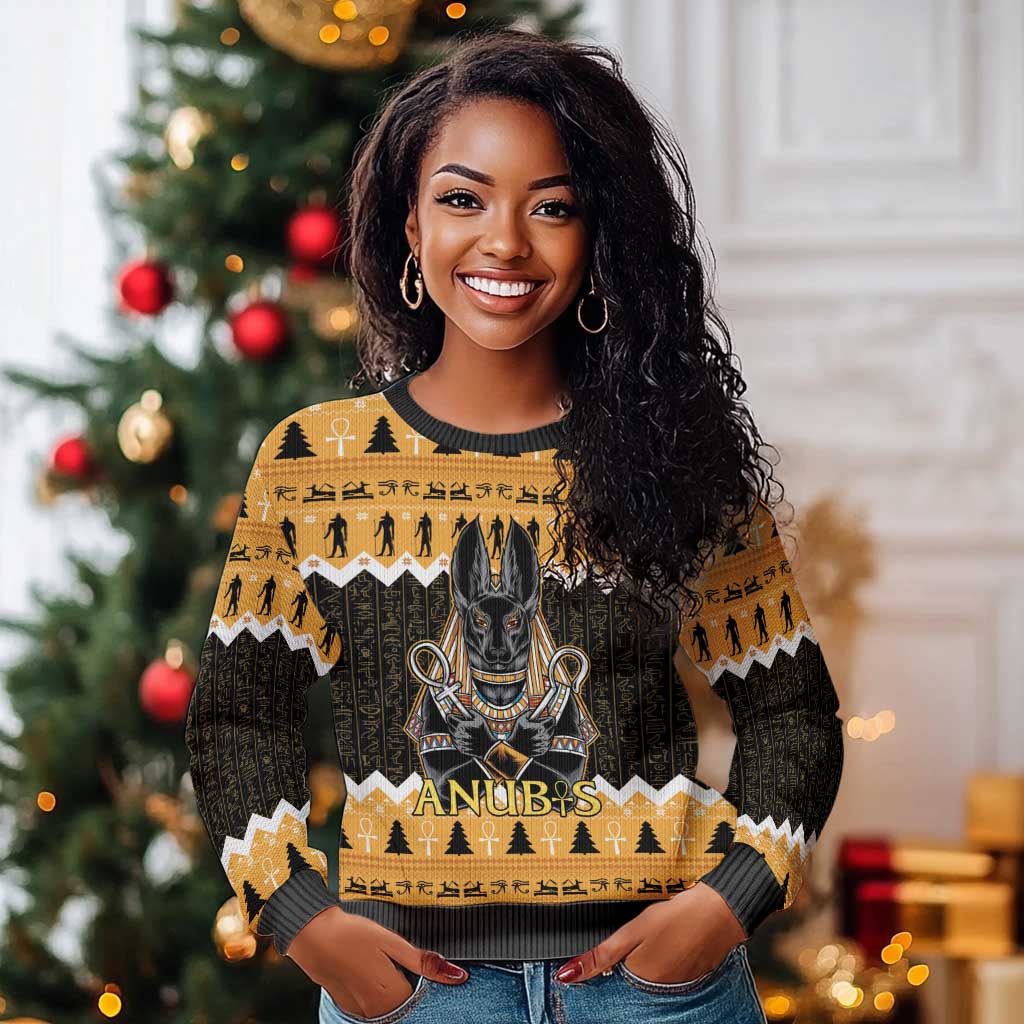 Afro Ancient Egyptian Ugly Christmas Sweater Anubis Merry Christmas LT15