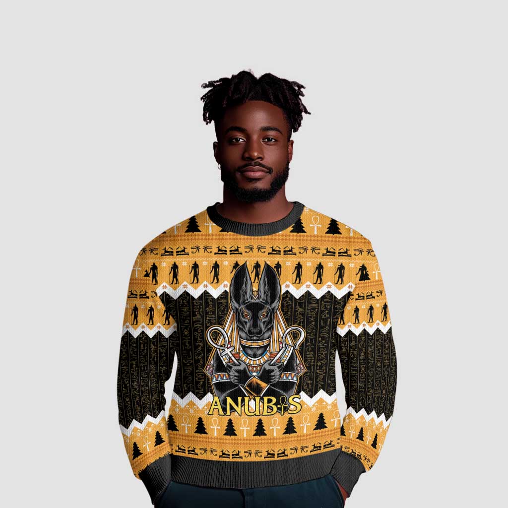 Afro Ancient Egyptian Ugly Christmas Sweater Anubis Merry Christmas LT15