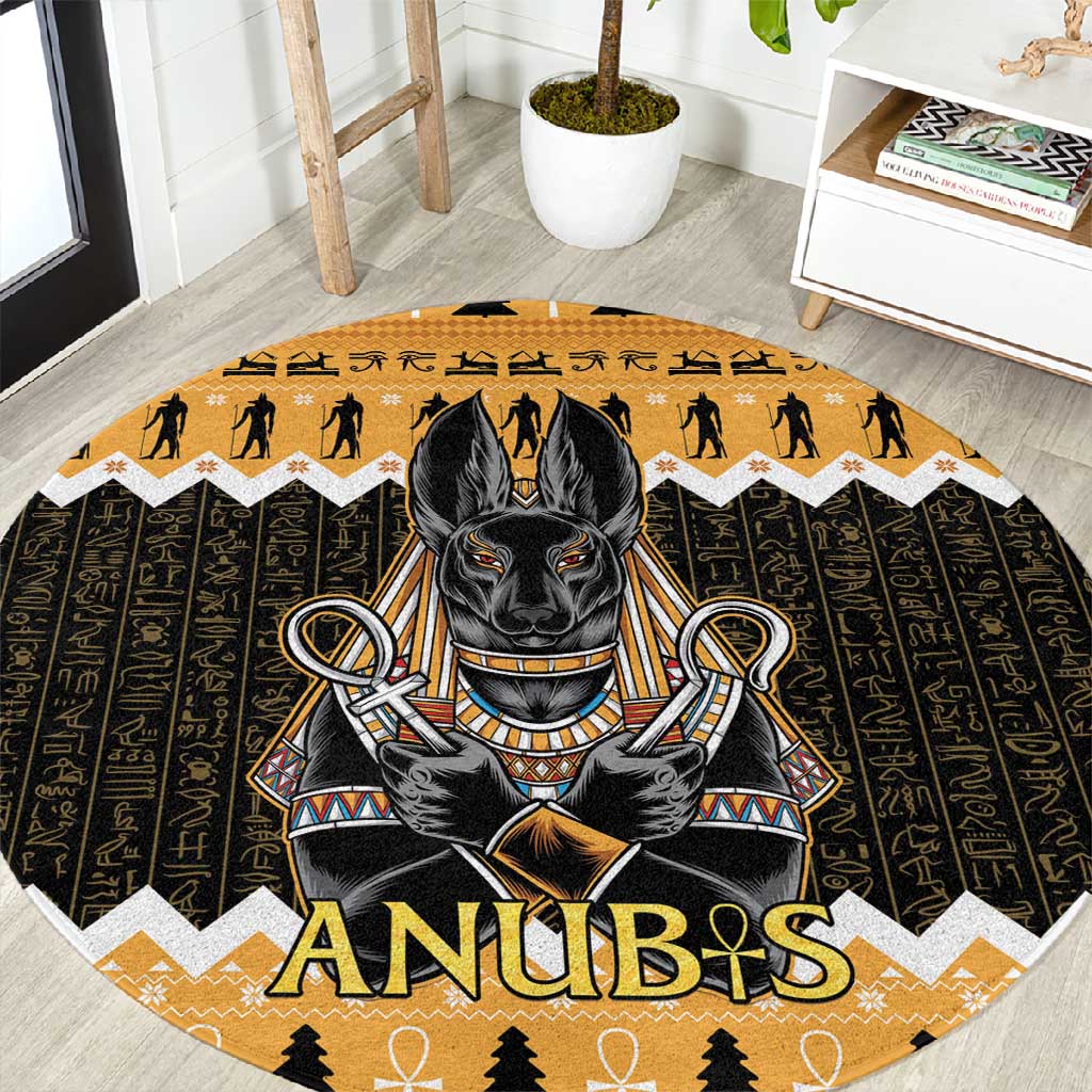 Afro Ancient Egyptian Round Carpet Anubis - Merry Christmas LT15