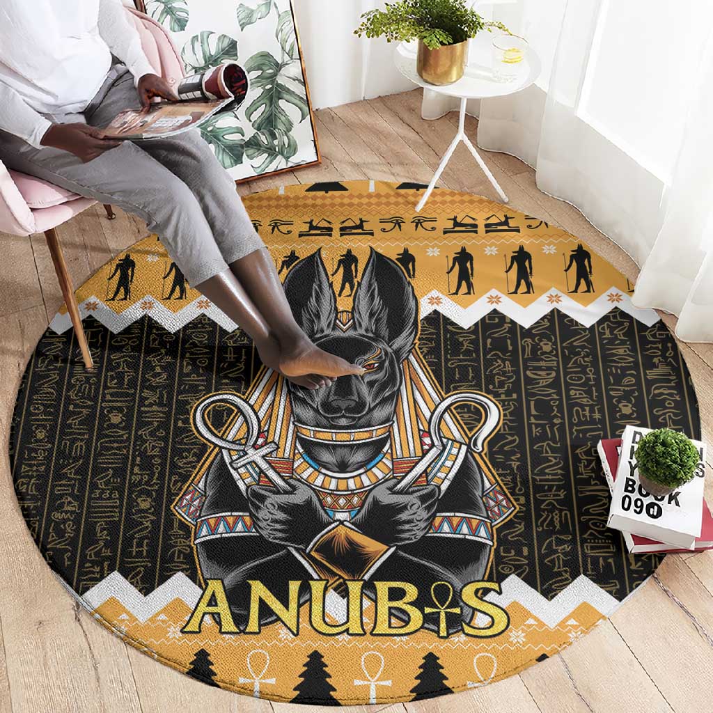 Afro Ancient Egyptian Round Carpet Anubis - Merry Christmas LT15