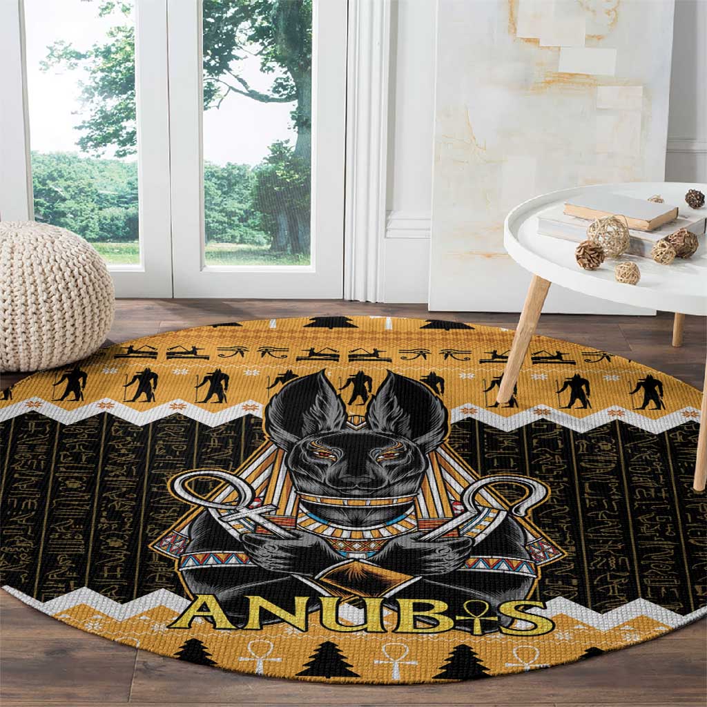 Afro Ancient Egyptian Round Carpet Anubis - Merry Christmas LT15