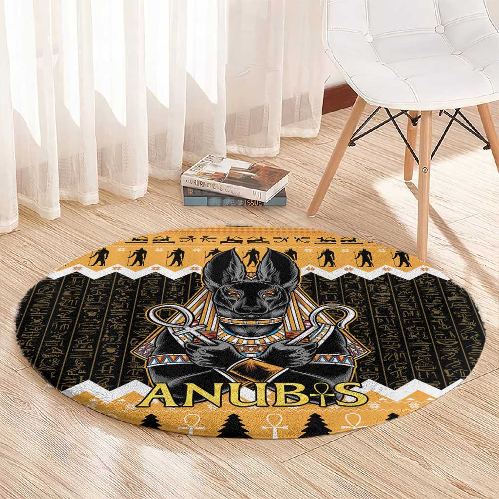 Afro Ancient Egyptian Round Carpet Anubis - Merry Christmas LT15