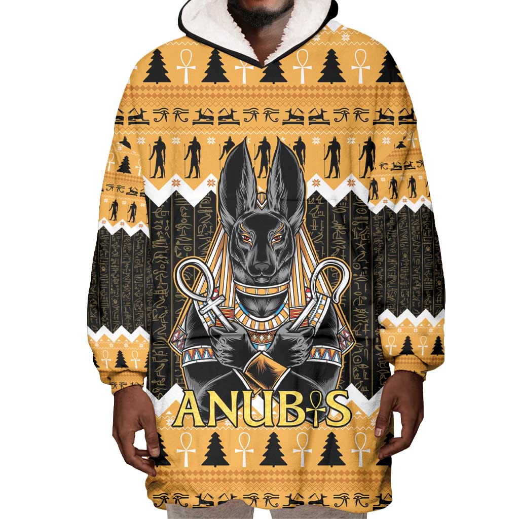 Afro Ancient Egyptian Wearable Blanket Hoodie Anubis - Merry Christmas LT15
