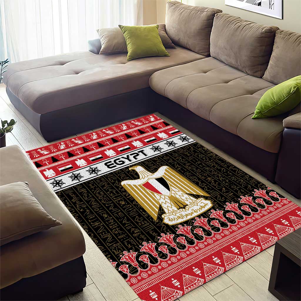 Afro Egypt Christmas Area Rug Coat Of Arms Mix Egyptian Pattern LT15